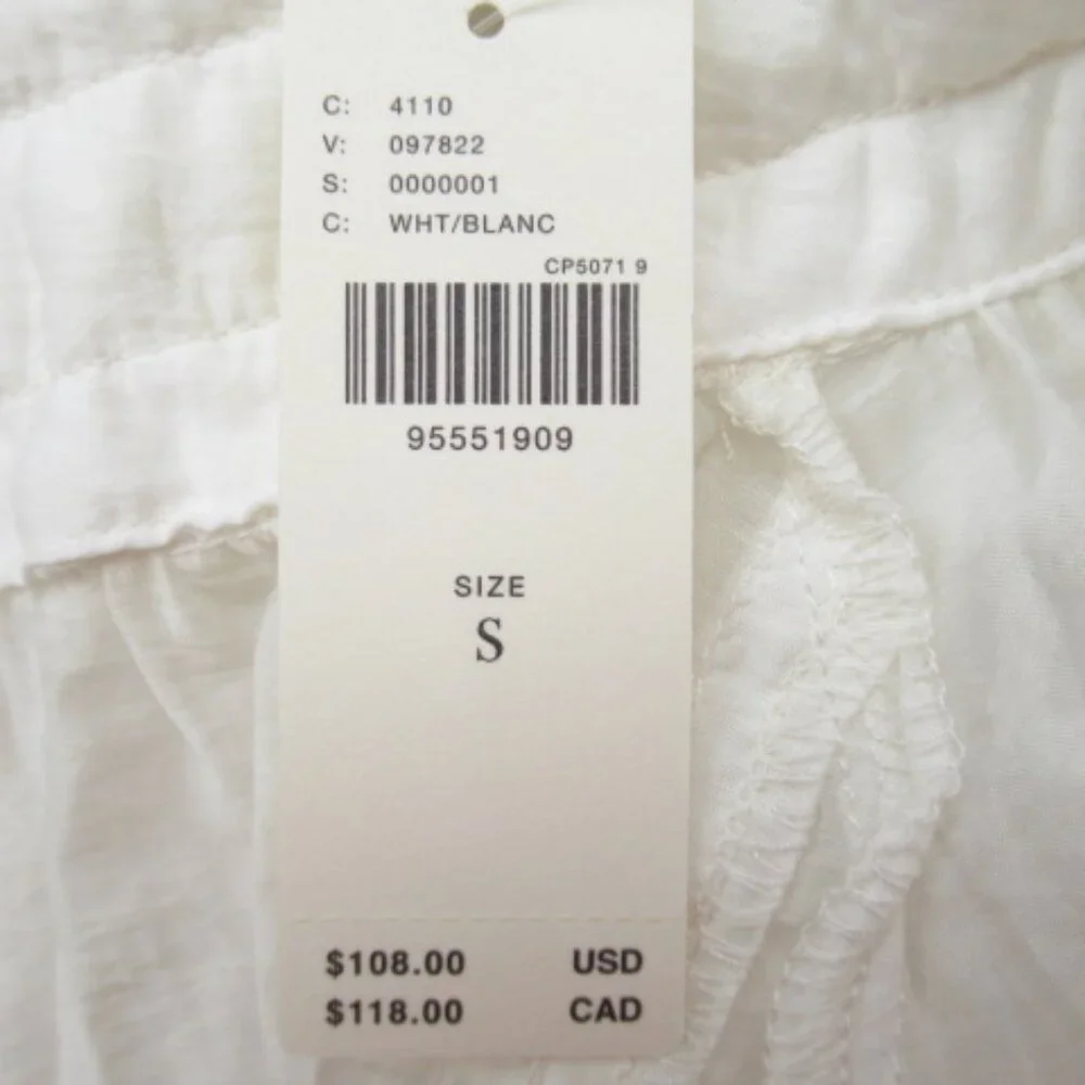 Anthropologie Pilcro Short-Sleeve Sheer Silky Blouse White S - Picture 13 of 13